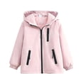 thumbnail image 2 of Mifsaly Girls Lightweight Windbreaker Jacket Windproof Hooded Full Zip Fleece Lined Coats Warm Fall Winter Outdoor Outerwear with Zipper Pockets, 2 of 9