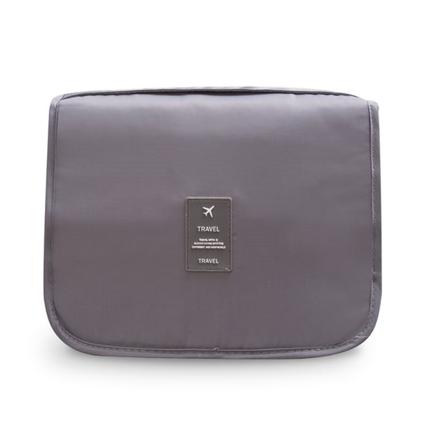 Colgante Bolso de aseo Oxford Paño Cosmético Organizador de gran capacidad con gancho Bolsas de almacenamiento de bolsa plegable Gray Kearding HA010962-01