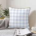 thumbnail image 6 of KLL Blue Checkboard Decorative Throw Pillow Covers Velvet Soft for Couch Sofa Bedroom Living Room Outdoor - 20"x20", 6 of 8