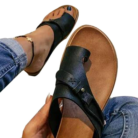 Floepx Fashion Carina Sandals for Women Orthotic Sandal Correction Leather Open Toe Slippers Flat Heel Flip Flops Summer Casual Beach