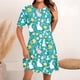 thumbnail image 2 of Vestido Corto para las Mujeres Cuello Redondo Manga Corta Impresa Suéter, Moda Casual Estilo Línea, 2 of 5