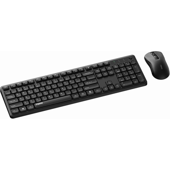 Tivkeber X2100 Quiet Wireless Keyboard & Mouse Combo, 2.4GHz USB, 12 Multimedia Keys, Spill-Proof, Full-Sized for PC/Laptop, Black