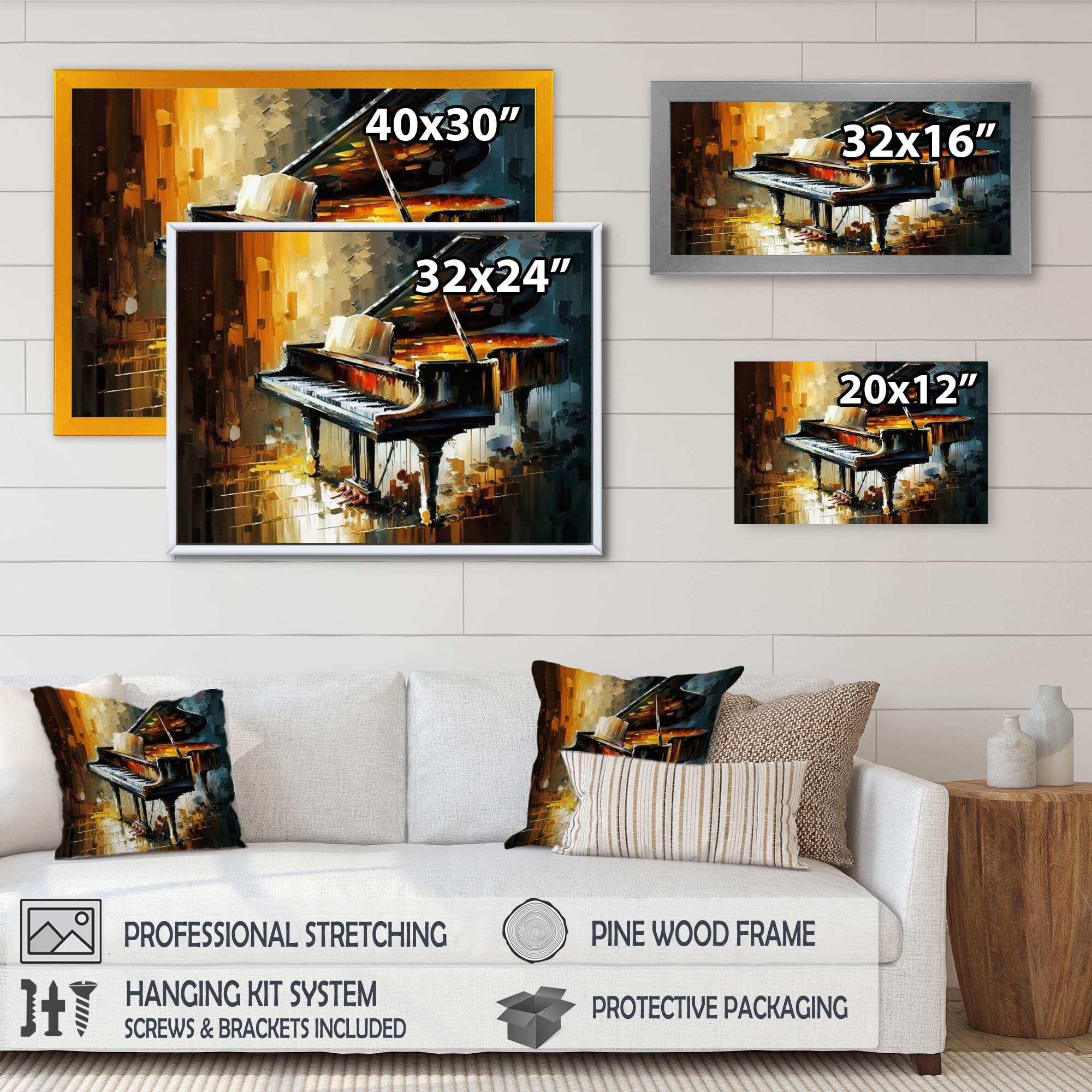 Designart Piano On Stage Canvas Wall Art