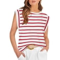 thumbnail image 5 of FJUCHAI Womens Summer Tank Cotton Tops Basic Tees for Women,Sleeveless Tunic Tops for Women, Striped Casual Short Sleeve T Shirts, 5 of 9