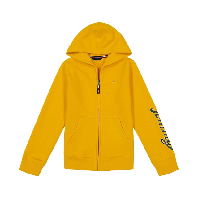 Sudadera con capucha Tommy Hilfiger, forro polar con cierre completo, para niña de 7 años