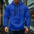thumbnail image 2 of Evdexr Tactical Pullover Men Big and Tall Quarter Zip Hoodies Winter Drawstring Long Sleeve Gym Sweatshirt Fall Multiple Pockets Cargo Oversized Hoodie Blue S, 2 of 7