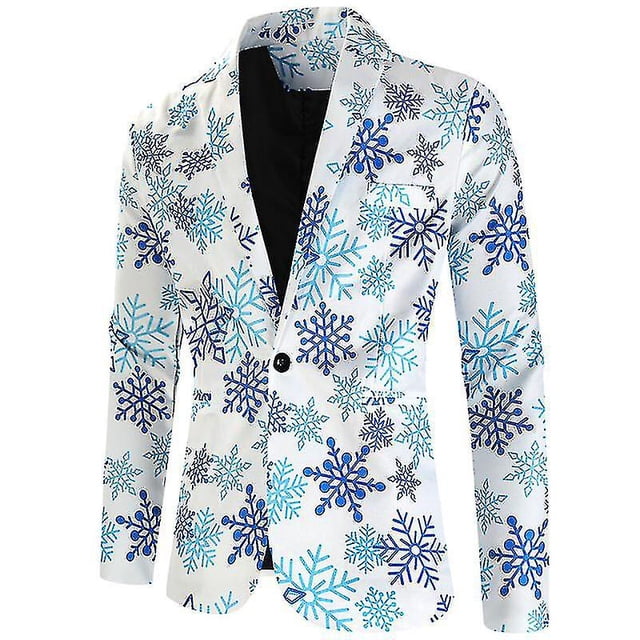 Chaquetas navideñas para hombre, chaqueta informal de traje navideño con un botón