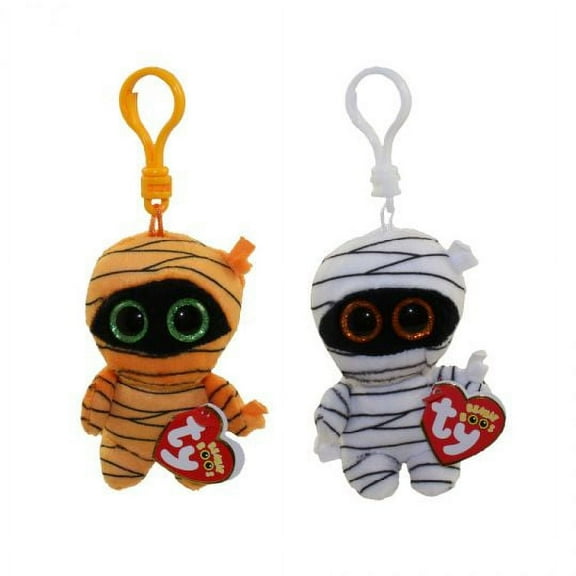 TY Beanie Baby - Set of 2 Halloween MUMMY & MASK (key clip - 3 inch) Plush