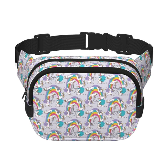 Disketp Unicorn DoingYoga Riñonera de Doble Capa, Bolsa de Cintura Ajustable para Viajes, Correr y Senderismo, Riñonera Ligera para Hombre y Mujer