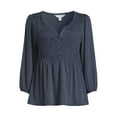 thumbnail image 5 of Time and Tru Women’s Smocked Peplum Top, Sizes XS-3XL, 5 of 5