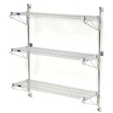 

Nexel Wall Mount Wire Shelving Starter - 3-Shelf Chrome - 72 x 18 x 54 in.