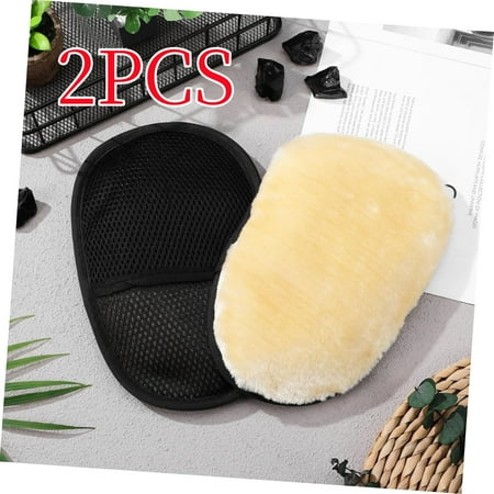 2Pcs Car Wash Mitt, Short Pile Mitt Soft Smooth Scratch & Lint Free Scrubber High Density Car Wash Detailing Mitt Wool Glove for Car Truck Motorcycle Detail Home Office Glass