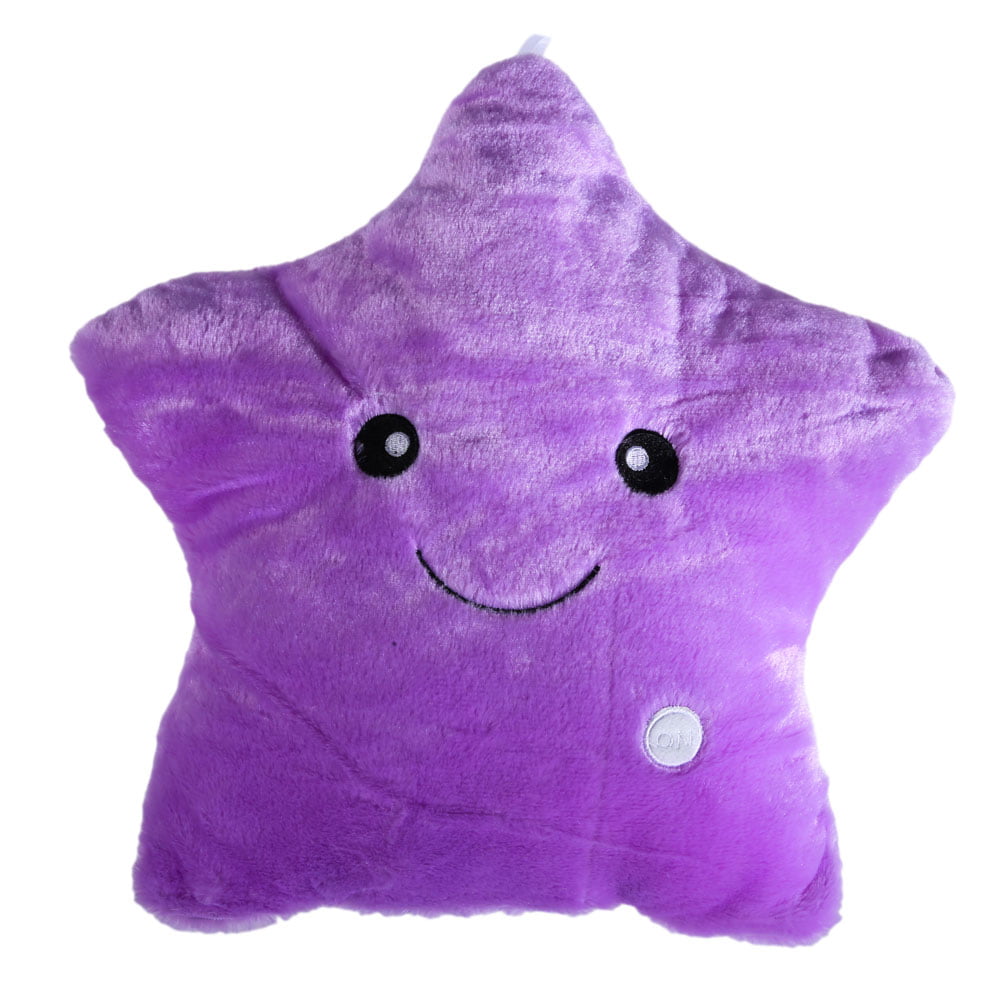 Romantic LED Light Glow Pillow Soft Cosy Relax Cushion Star Shape Gift Purple GA 