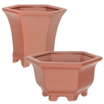MERRYHAPY Round Flower Pot Ceramic Pink 2Pcs Outdoor Use