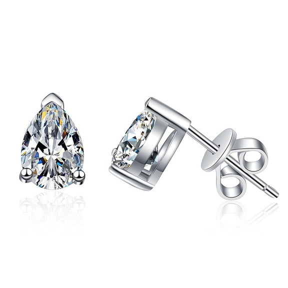 Unisex 2.0ct/Pair Pear Cut Moissanite Elegant Sterling Silver 925 Earrings