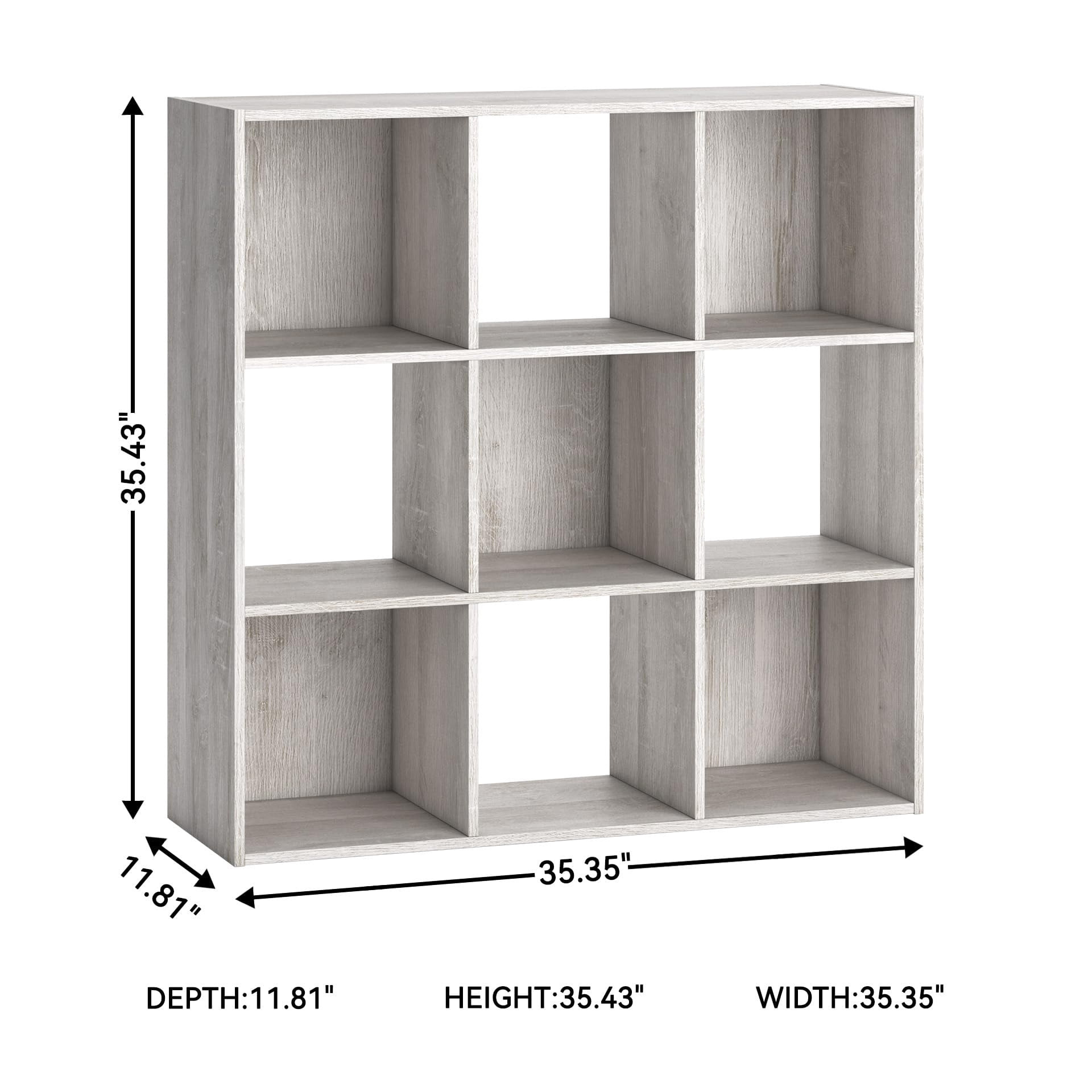 Bowery Hill Nine Cube Engineered Wood Organizer in White Wash
