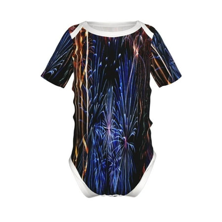 

Adobk Glasses And Fireworks Print Baby Climbing Clothes Jumpsuit Rompers Classic Rompers Child Short sleeve Bodysuits-2 Years