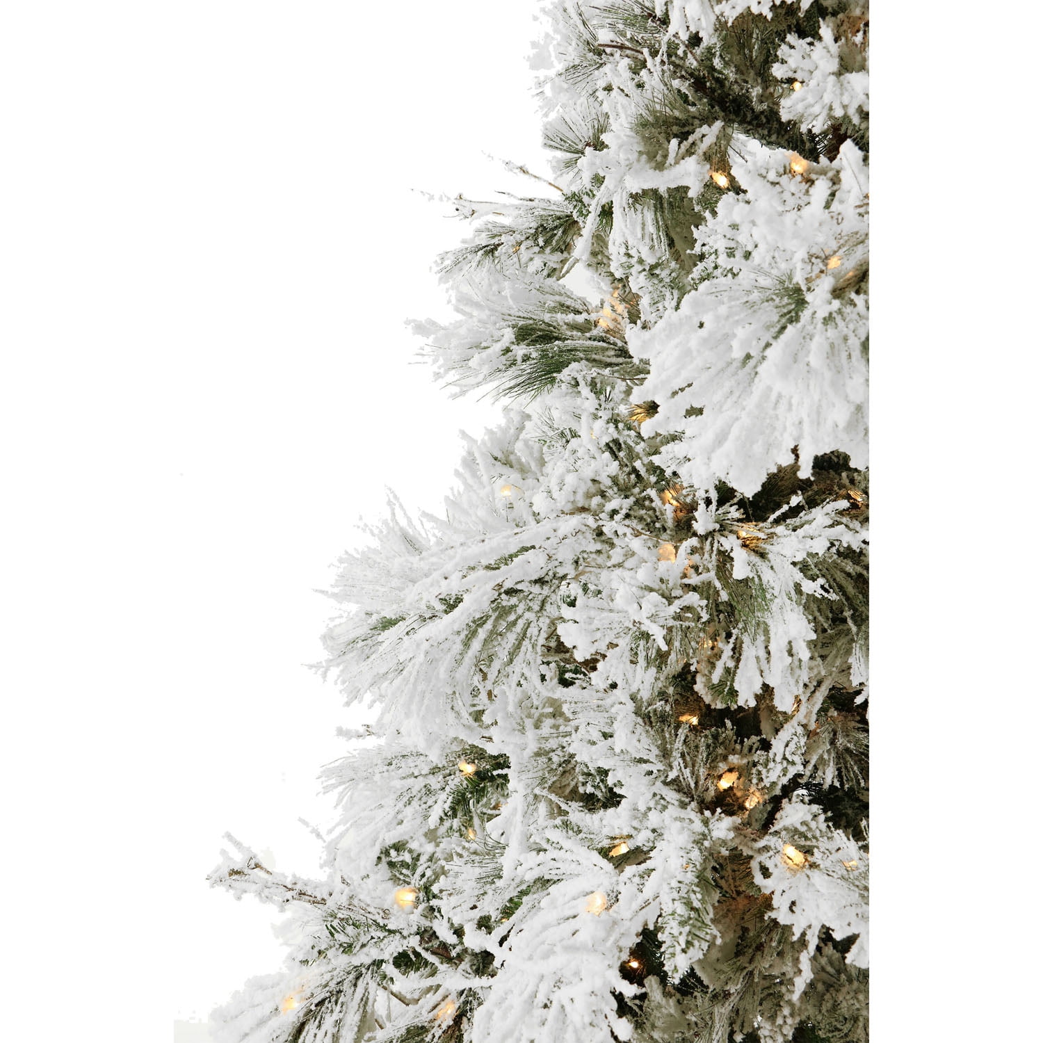 Fraser Hill Farm 6.5-Ft. Flocked Snowy Pine Christmas Tree with Warm White LED Lights, FFSN065-5SN
