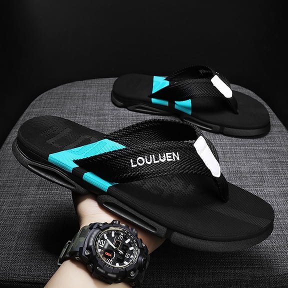 CPNG Men's Color Block Premium Flip Flops Outdoor Leisure Summer Beach Breathable Outdoor Slides with Anti-slip Sole Shoes Slip-on Slippers