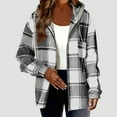 thumbnail image 2 of Womens Lightweight Casual Jackets 2026 Plaid Long Sleeve Shacket Fleece Lined Hooded Jackets Warm Coats, 2 of 5