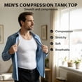 thumbnail image 7 of Men's Compression Shirt Stretch Tank Top Undershirt Abdomen Workout Vest, White, AK5315, 7 of 7