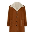 thumbnail image 4 of BLTIBY Women Jacket Coat Fall Winter Retro Solid Color Suede Lamb Suede Composite Button Thicked Long Loose Cardigan Overcoat Long Sleeve Tops with Pockets Coffee M, 4 of 7