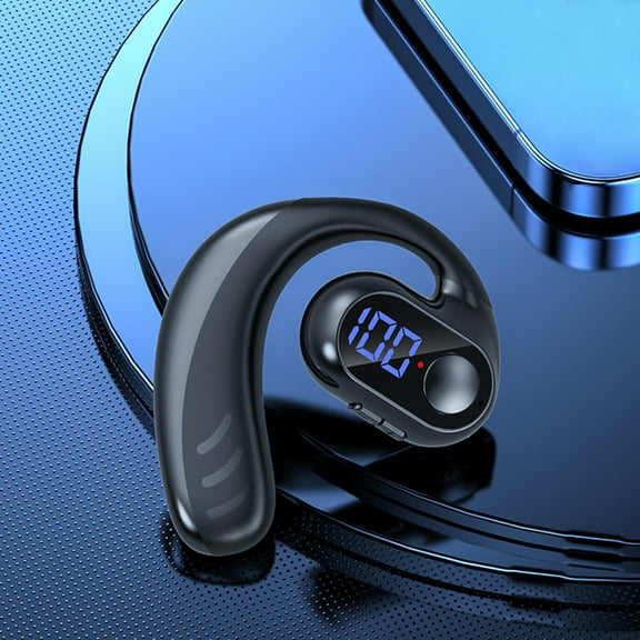 Wireless Earphone, Hwkond Bluetooth Headset Bluetooth 5.2 Wireless Earplugs With Hanging Ears Waterproofing Grade IPX5 LED Intelligent Digital Power Display HiFi Sound Quality, Black, Up to 60% Off
