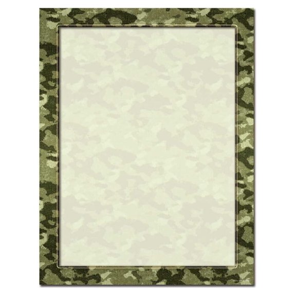 Camouflage Printer Paper - 8.5 x 11, 100 Pack - Laser & Inkjet - 28 lb - Unique Fabric Texture Design for Invitations, Flyers & More - Made in USA Green