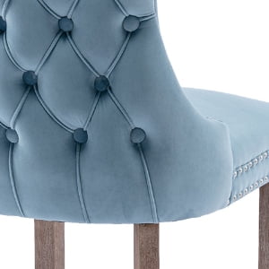 052 Light Blue Velvet, Wood Legs