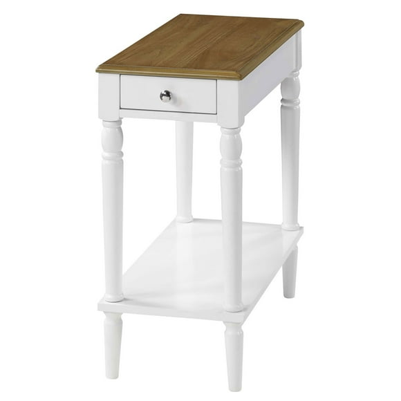 Convenience Concepts French Country Side Table w/ Front Drawer, White, Wood