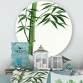 thumbnail image 2 of Designart 'Detail Of Dark Green Bamboo On White III' Traditional Circle Metal Wall Art 11x11 - Disc of 11, 2 of 5