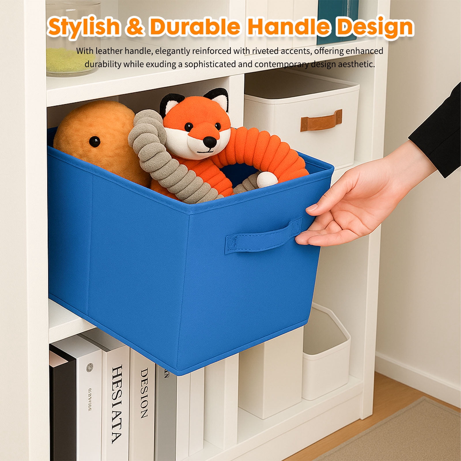 YOYTOO 6 Pack Foldable Cube Storage Bins, 11" Collapsible Fabric Cube Organizer Baskets Bins, Royal Blue