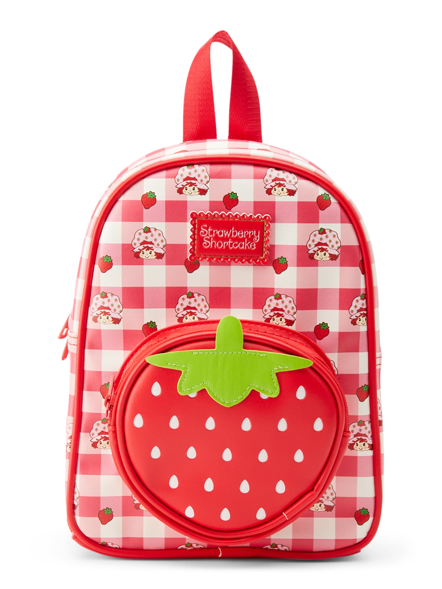 Cute Strawberry Shortcake Backpack For Girls - Kawaii Corduroy Bookbag For Elementary School, 16.9x11.8 Inches
