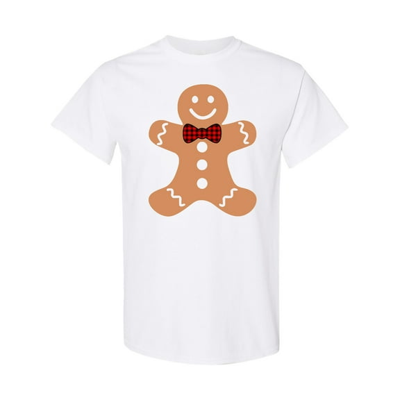 Inktastic Cute Gingerbread Man with Red Plaid Bowtie T-Shirt