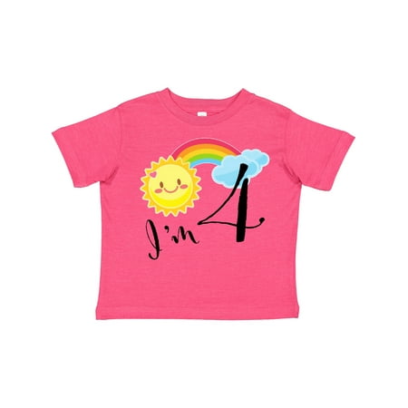 

Inktastic I m 4- Fourth Birthday Sun Rainbow Gift Toddler Boy or Toddler Girl T-Shirt