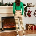 thumbnail image 5 of QIUOMBBP Women's Christmas Leggings Striped Printed Yoga Pants High Waisted Tummy Control Activewear Workout Leggings, Khaki, XL, 5 of 10