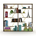 thumbnail image 2 of Modern Wood Frame Etagere Bookcase 6 Shelves Organizer, Walnut/Yellow, 2 of 8