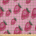 thumbnail image 2 of Ambesonne Fruit Fabric by the Yard Microfiber, Pop Art Style Strawberry, 3 Yards, Pale Pink Magenta, 2 of 2