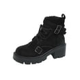 thumbnail image 2 of Bnwani Boots for Women Winter Fashion Toe Mid-Heel Thick Chunky Ankle Versatile Casual Solid Boot Black Size 5.5, 2 of 9