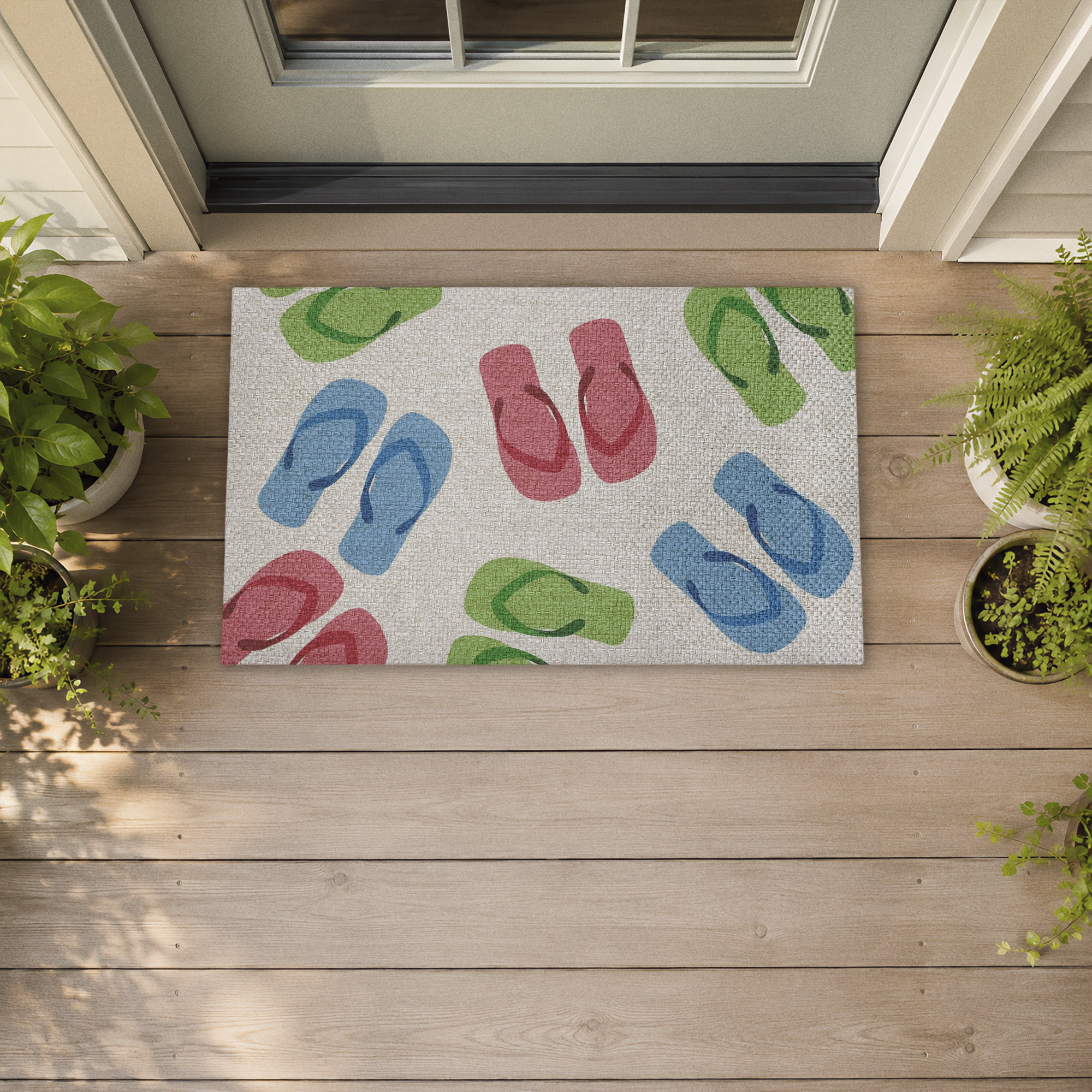 Stupell Industries Summertime Flip Flops Printed Outdoor Imitation Sisal Floor Mat, design by Lil' Rue