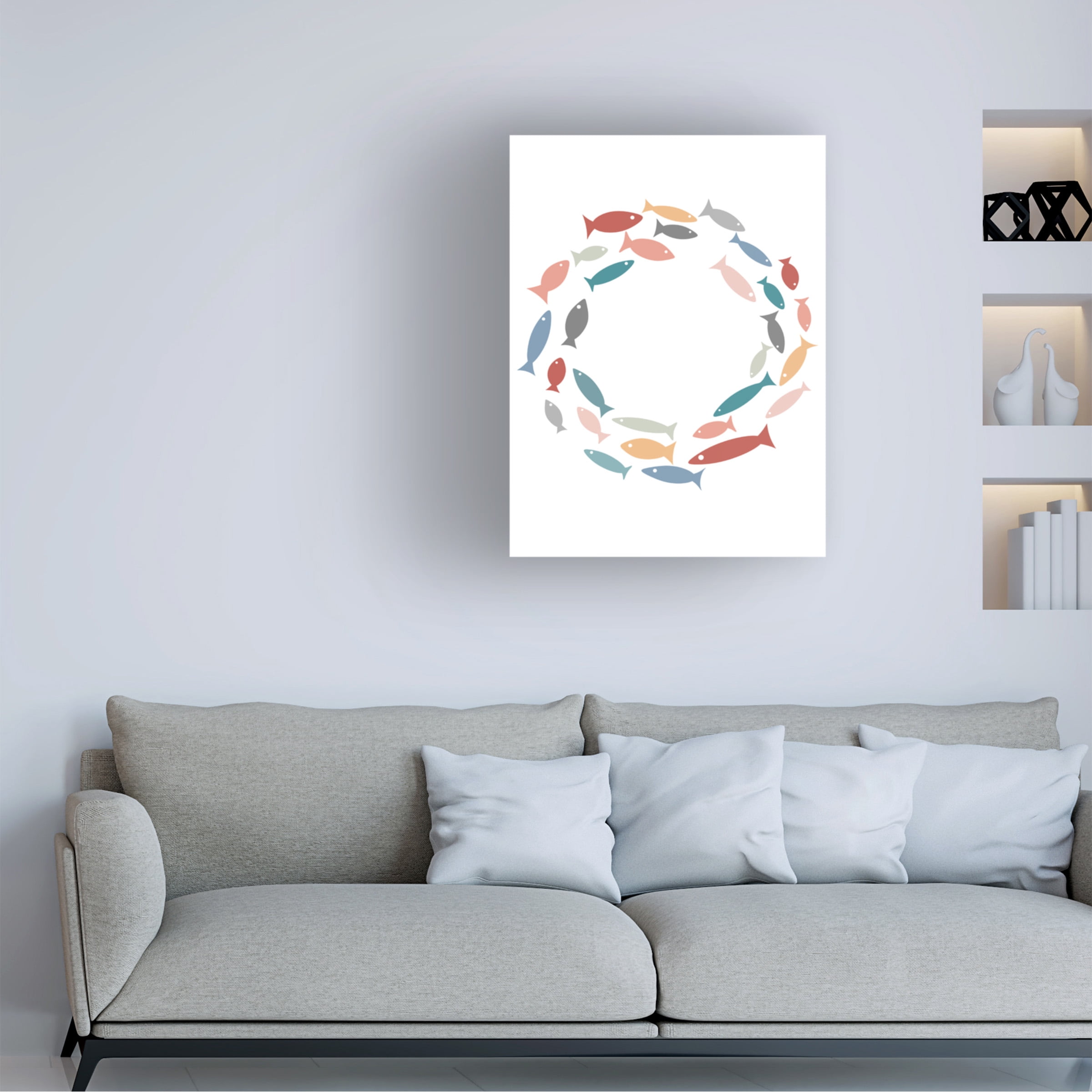 Canvas Wall Art - Tom Quartermaine 'Colorful Abstract Shoal of Fish' Wall Art for Living Room, Bedroom, or Office DÃ©cor by Trademark Fine Art - 14 x 19 Inches