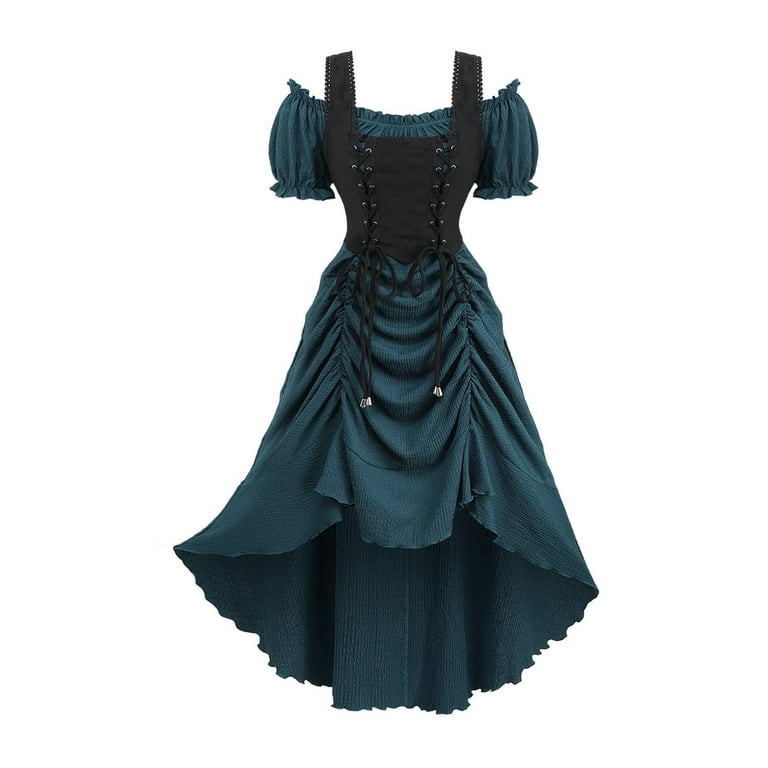 QATAINLAV Gothic Dress for Women Cold Shoulder Puff Sleeve Steampunk Dresses Vintage Ruffle High Low Corset Dress Hippie Clothes, Blue, L - Walmart.com QATAINLAV Gothic Dress for Women Cold Shoulder Puff Sleeve Steampunk Dresses Vintage Ruffle High Low Corset Dress Hippie Clothes, Blue, L - Walmart.com