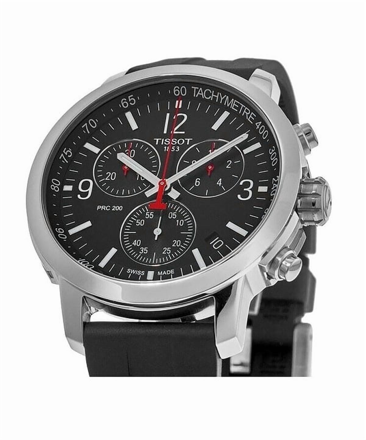Tissot PRC 200 Chronograph Quartz Men's Watch, Black Dial, Silver