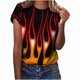 thumbnail image 1 of Blusa de manga corta con cuello redondo y estampado de llamas para mujer Pompotops  hkajfhjk460417, 1 of 9