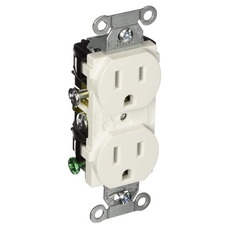 CR15WHI Duplex Receptacle, Common Ground, 15 amp, 125V, 5-15R, White (Pack of 10)