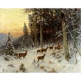 thumbnail image 3 of Thiele, Arthur Julius 18x15 Black Modern Framed Museum Art Print Titled - Deer In Winter Wooded Landscape, 3 of 5