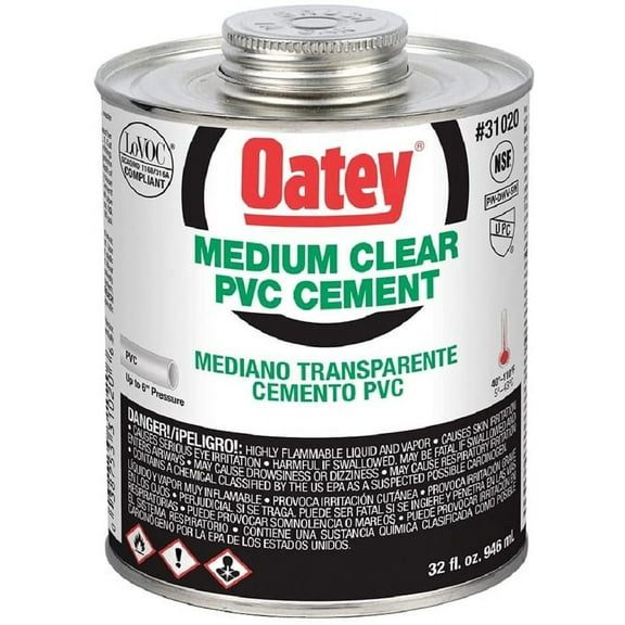 Oatey 31020, Medium Cement PVC, Clear Industrial Sealant, 32 oz