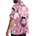 thumbnail image 3 of Pink Monkey Gorilla Men's Casual Spread Collar Hawaiian Short Sleeve Button Down Summer Beach Tops, 3 of 6