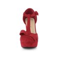thumbnail image 2 of BLISSFUL STEP Women's Shoes Mary Janes Platform Pumps T-Strap Block Heel Round Toe Bow Decor Casual Shoes Red 7, 2 of 8