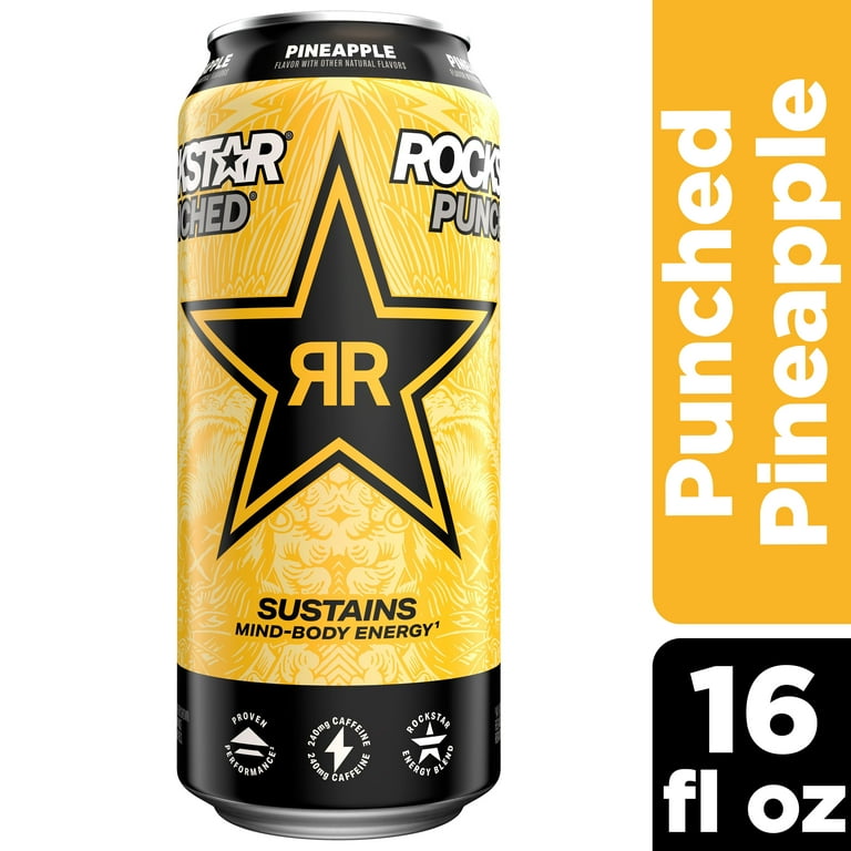 Rockstar Punched Pineapple Energy Drink 16 fl oz, 12 Pack Cans
